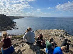Taking a break at Cape Cornwall - with the first views of Land's End!
